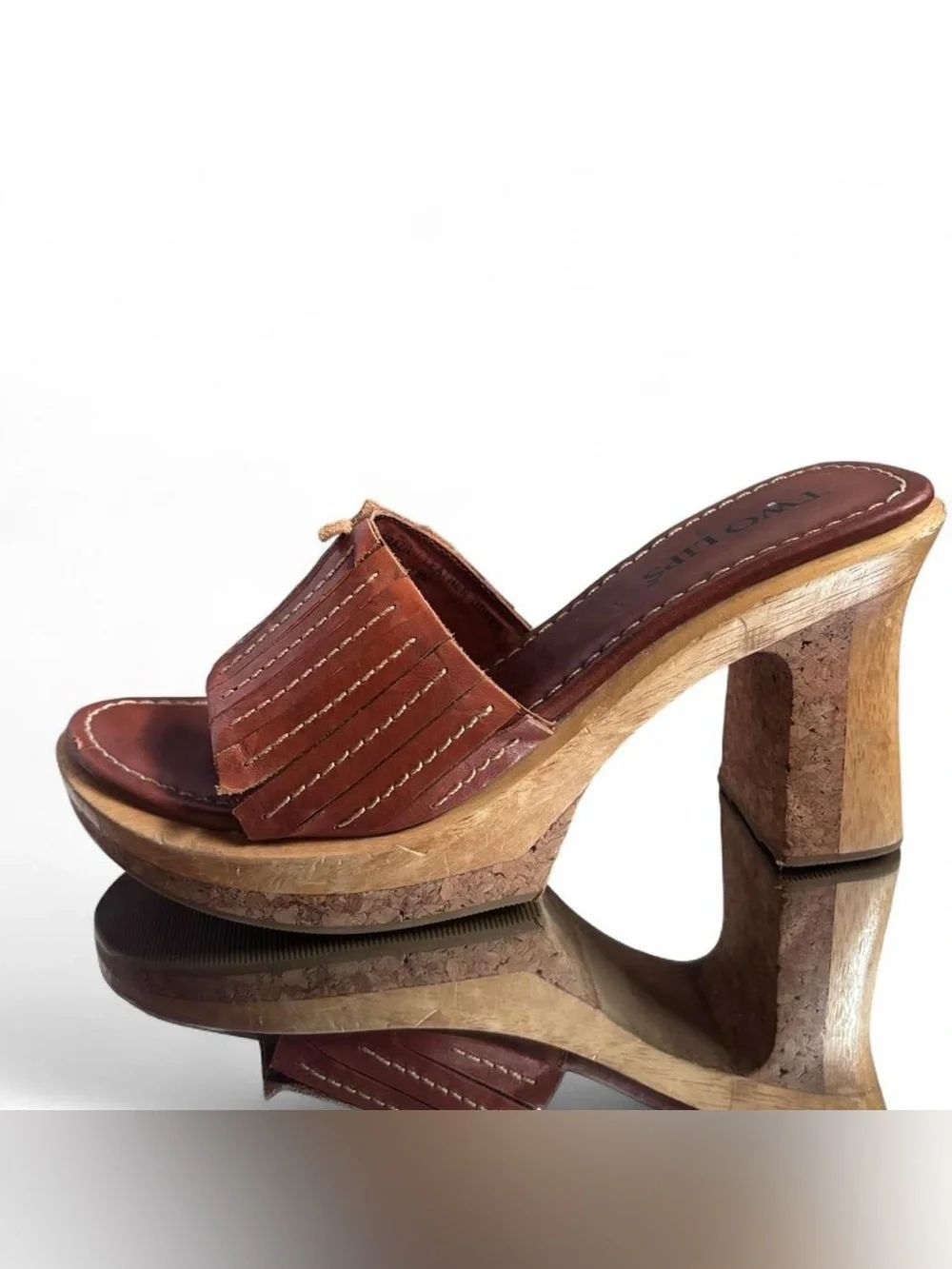 Vintage Y2K Two Lips Genuine Leather & Real Wood Pumps Size 9